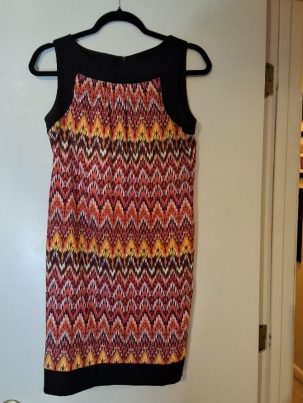 Alyx Sleeveless Chevron Midi Dress in Black, Red, Yellow